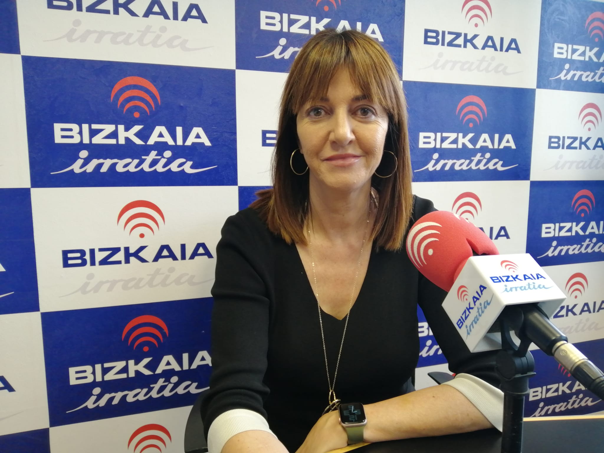 Idoia Mendia gaur egindako elkarrizketan. Argazkia: Bizkaia Irratia