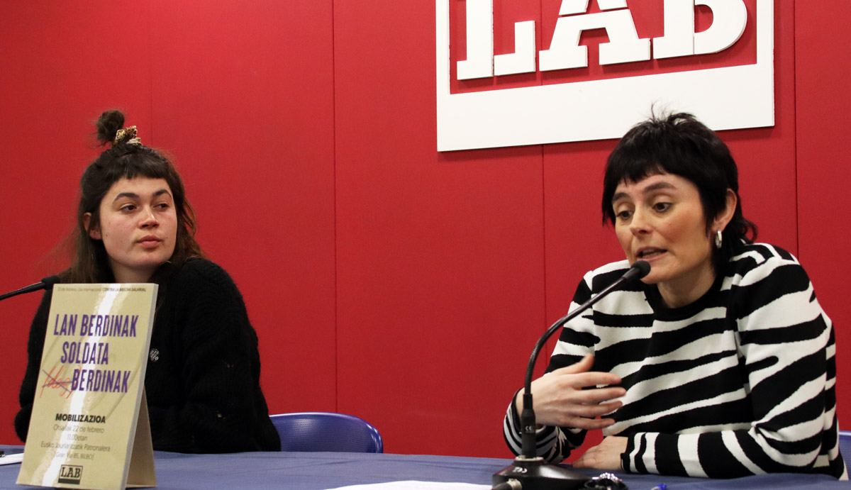 Isasi eta Aranburu soldata arrakalaren gaineko azterketaren emaitzen aurkezpenean | Argazkia: LAB Isasi eta Aranburu soldata arrakalaren gaineko azterketaren emaitzen aurkezpenean | Argazkia: LAB