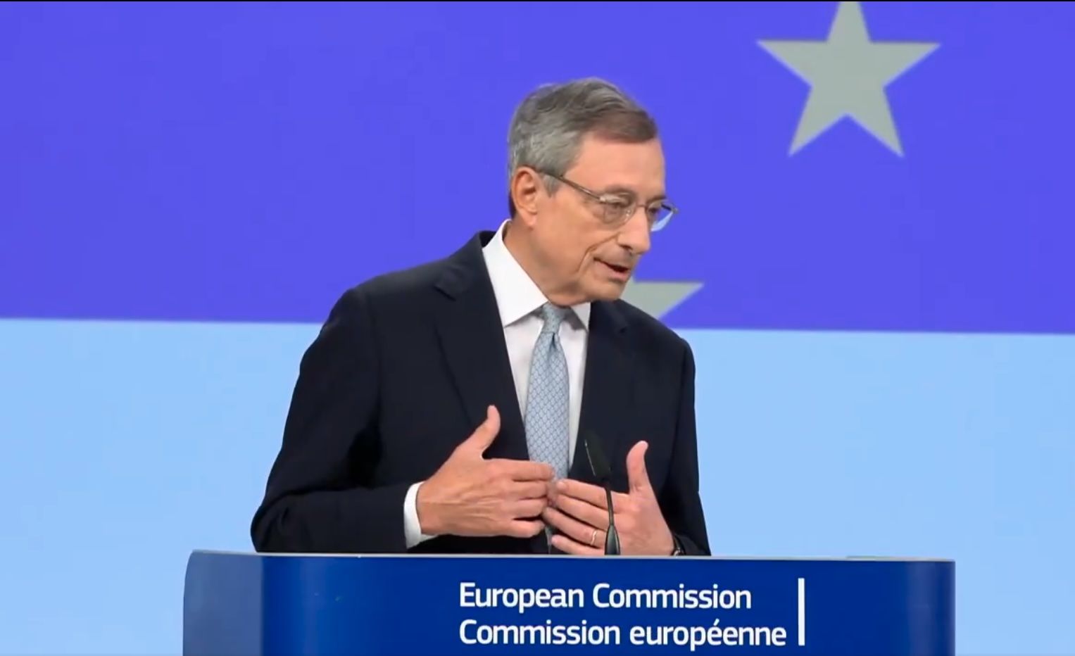 Draghi, gaur goizeko agerraldian | Argazkia: Europako Batzordea Draghi, gaur goizeko agerraldian | Argazkia: Europako Batzordea