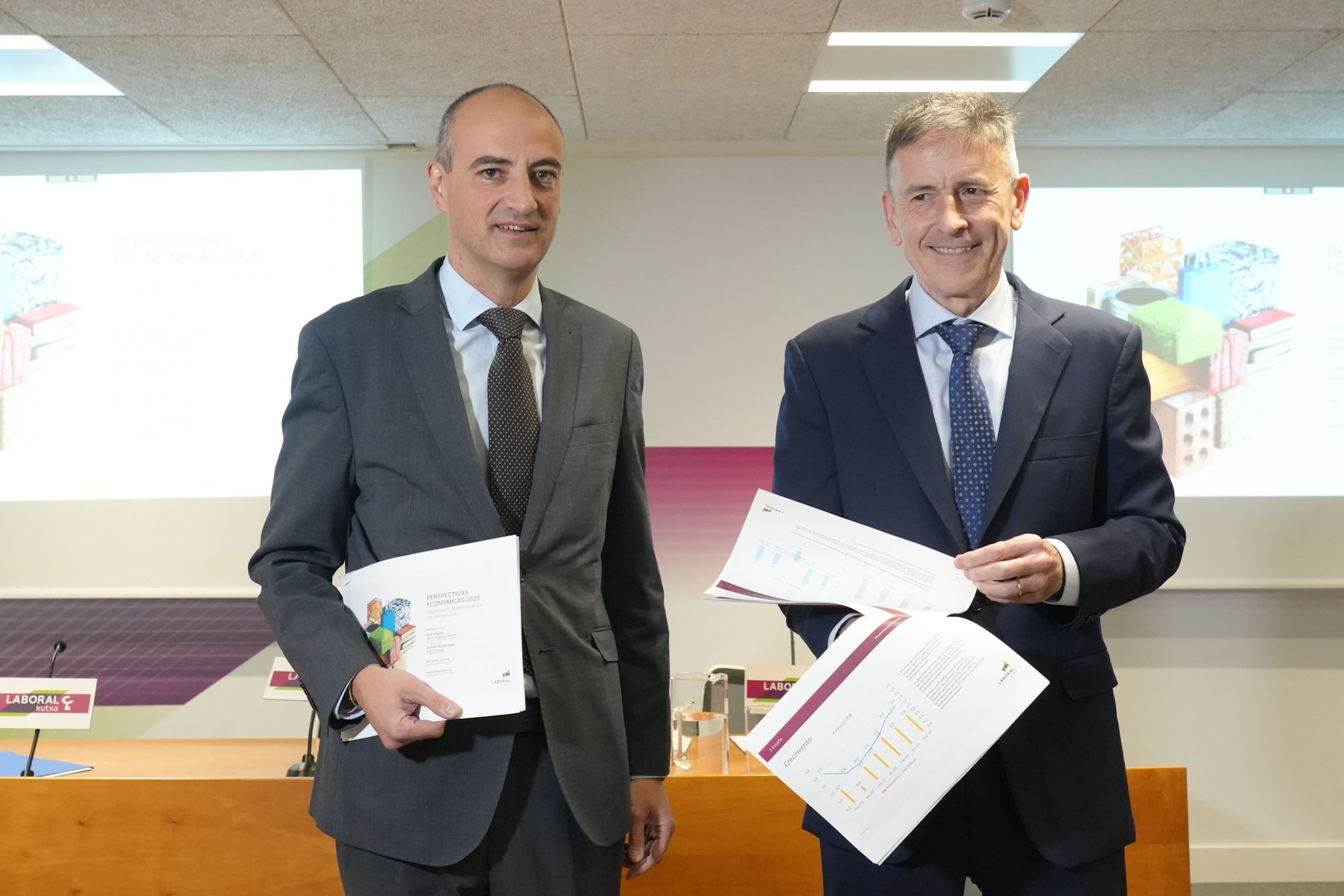 Ibon Urgoiti eta Joseba Madariaga Laboral Kutxako ikerketa departamentuko kideak | Argazkia: Laboral Kutxa Ibon Urgoiti eta Joseba Madariaga Laboral Kutxako ikerketa departamentuko kideak | Argazkia: Laboral Kutxa