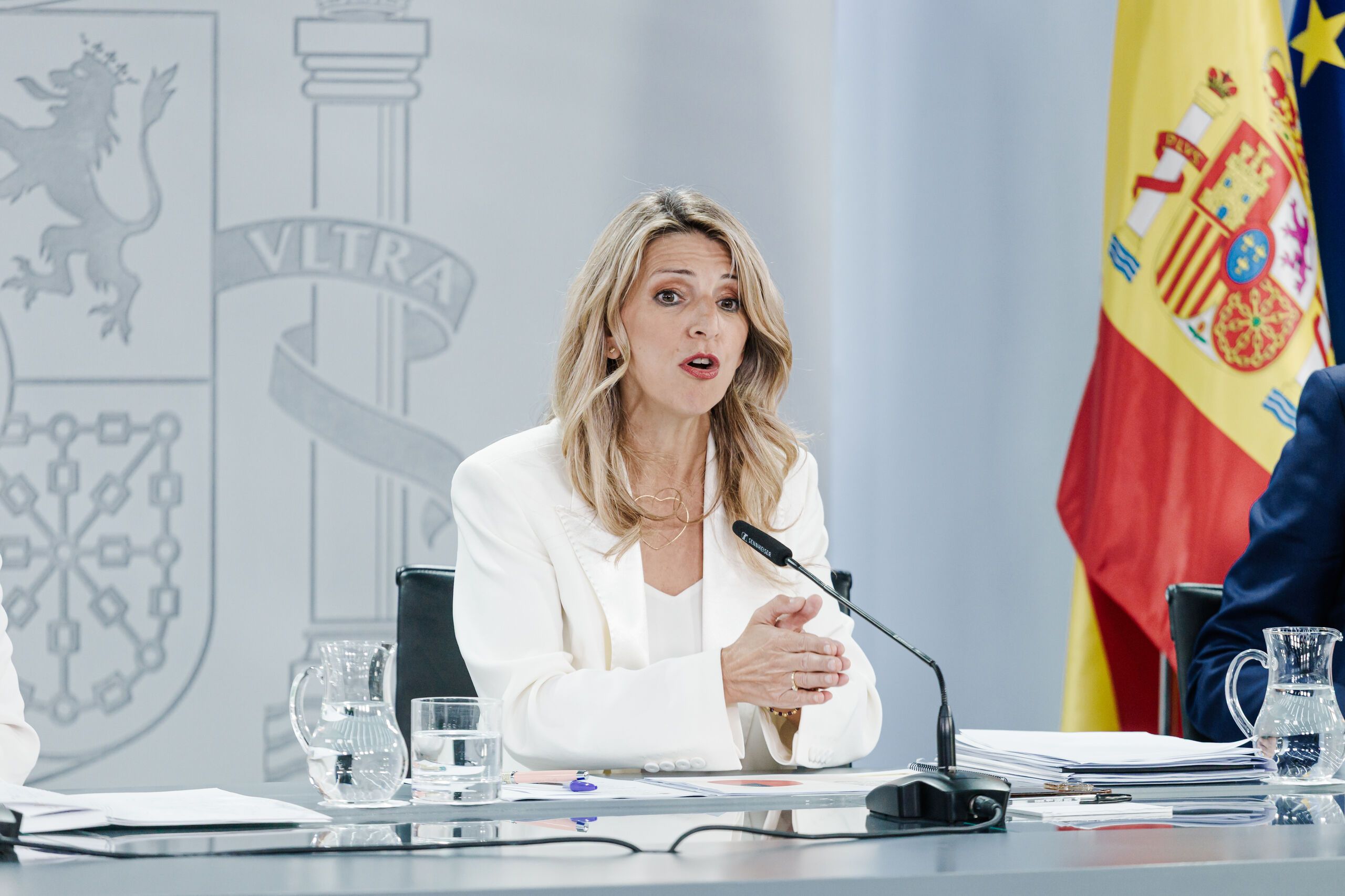 Yolanda Diaz gaurko prentsaurrekoan | Argazkia: Europa Press Yolanda Diaz gaurko prentsaurrekoan | Argazkia: Europa Press