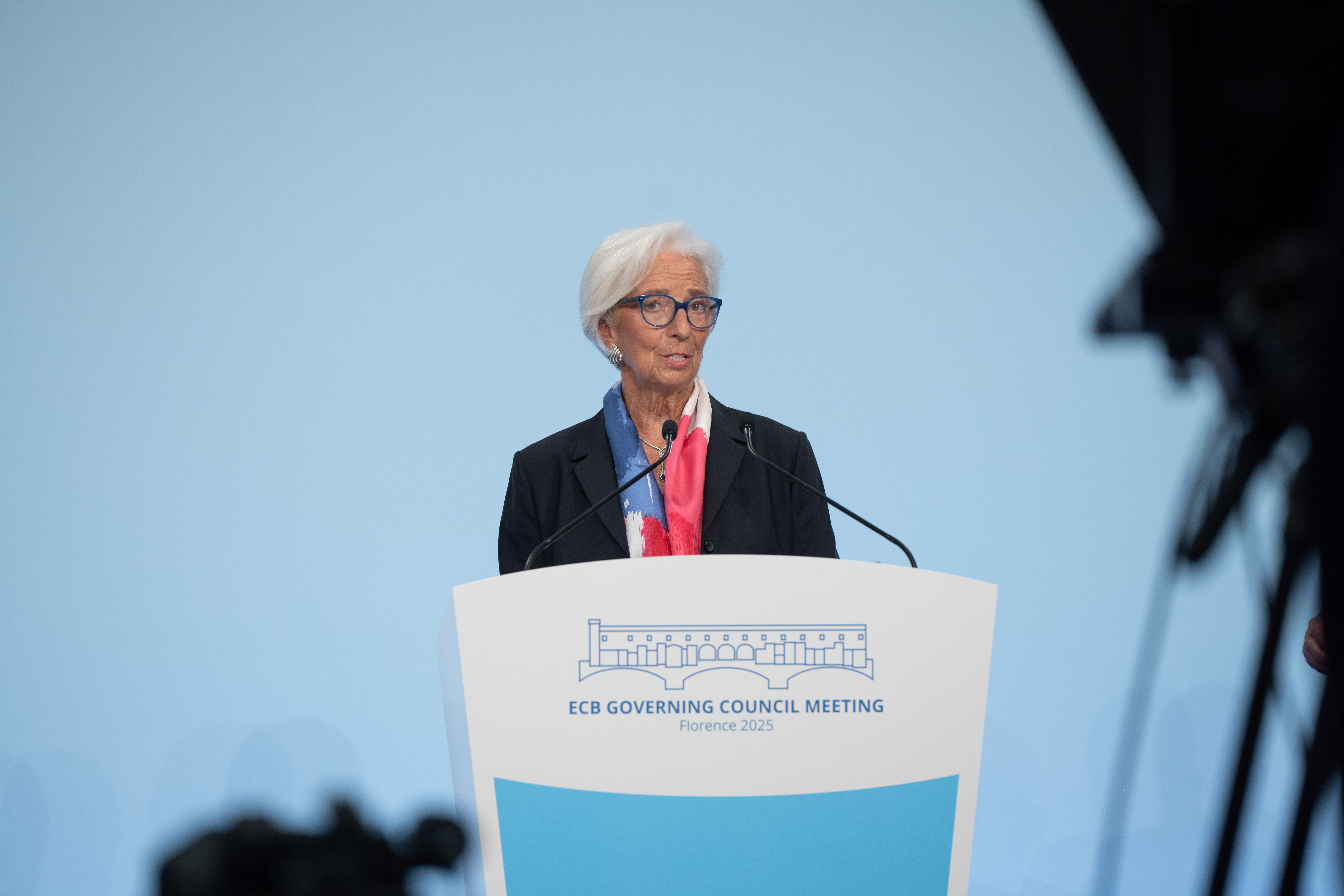 Christine Lagarde, gaur, Florentzian (Italia), EBZren bilera osteko agerraldian | Argazkia: EBZ Christine Lagarde, gaur, Florentzian (Italia), EBZren bilera osteko agerraldian | Argazkia: EBZ
