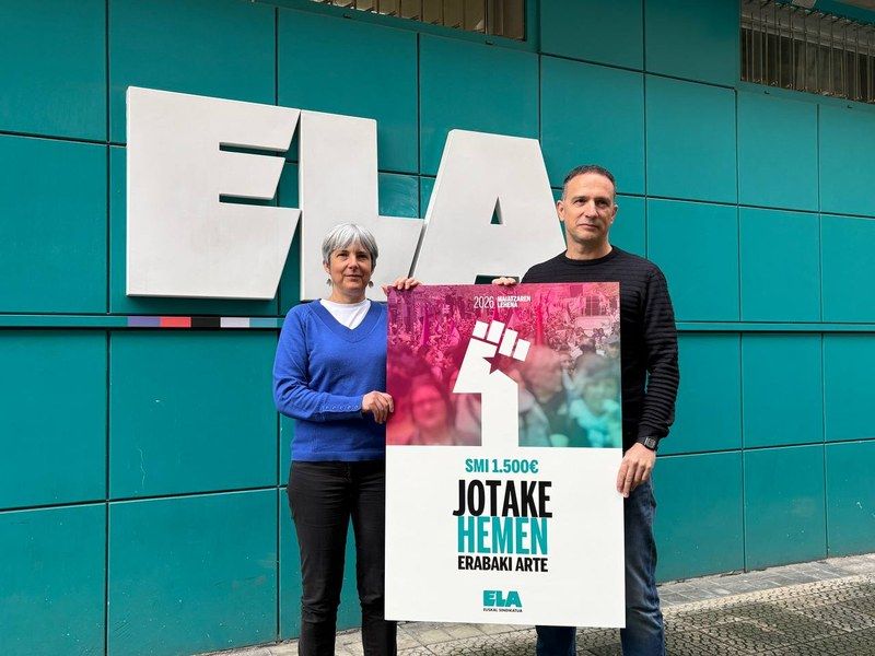 Amaia Muñoa eta Mitxel Lakuntza | Argazkia: ELA sindikatua Amaia Muñoa eta Mitxel Lakuntza | Argazkia: ELA sindikatua